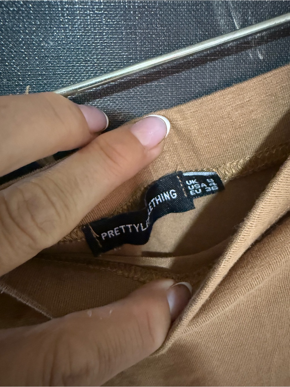PrettyLittleThing Tan Strapless Ribbed Maxi Dress - Picture 2 of 2